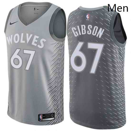Mens Nike Minnesota Timberwolves 67 Taj Gibson Authentic Gray NBA Jersey City Edition